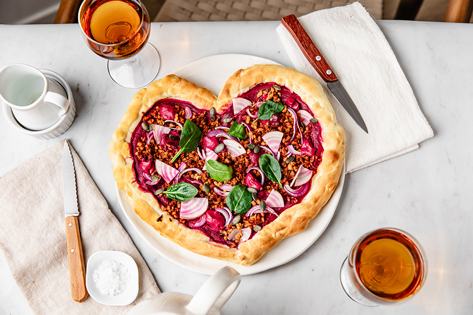 pizza végétale végétarienne st valentin recette st valentin romantique